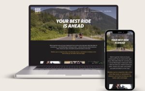 An image showing a website homepage for a motorcycle safety campaign run by the Washington Traffic Safety Commission